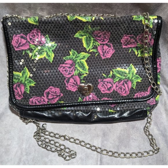 Betsey Johnson Handbags - Betsey Johnson Floral Sequin Crossbody Bag